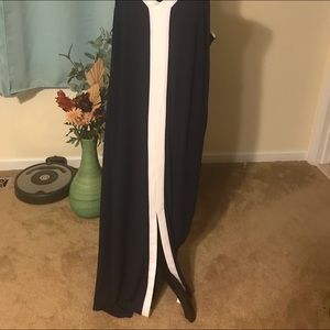 Beautiful navy blue maxi dress with white accent